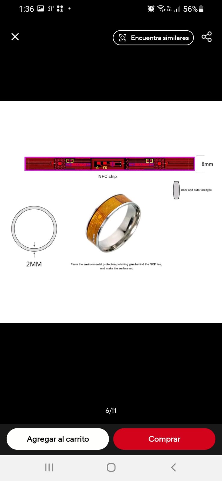 ANILLO SMART INTELIGENTE NFC TECNOLOGIA PARA PAGOS EN POS
