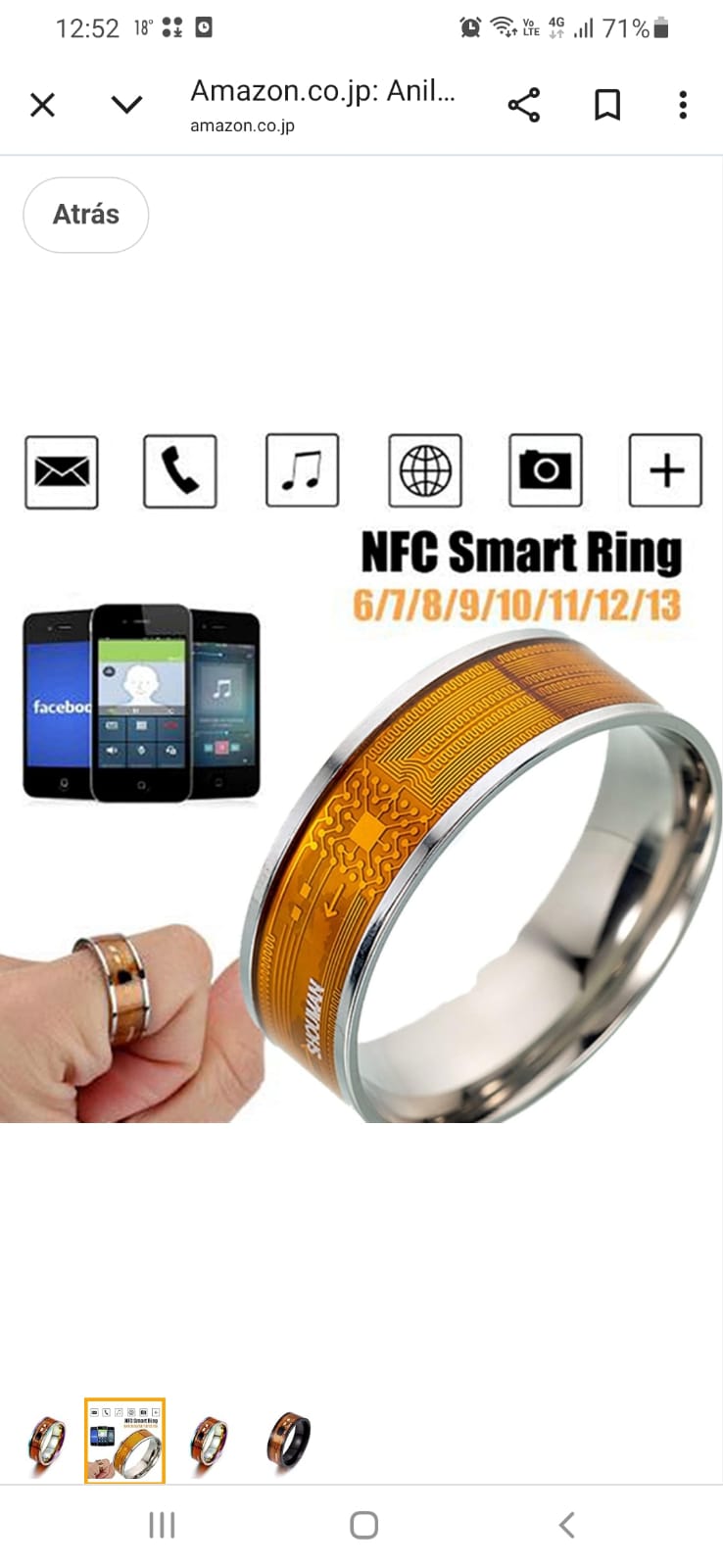 ANILLO SMART INTELIGENTE NFC TECNOLOGIA PARA PAGOS EN POS